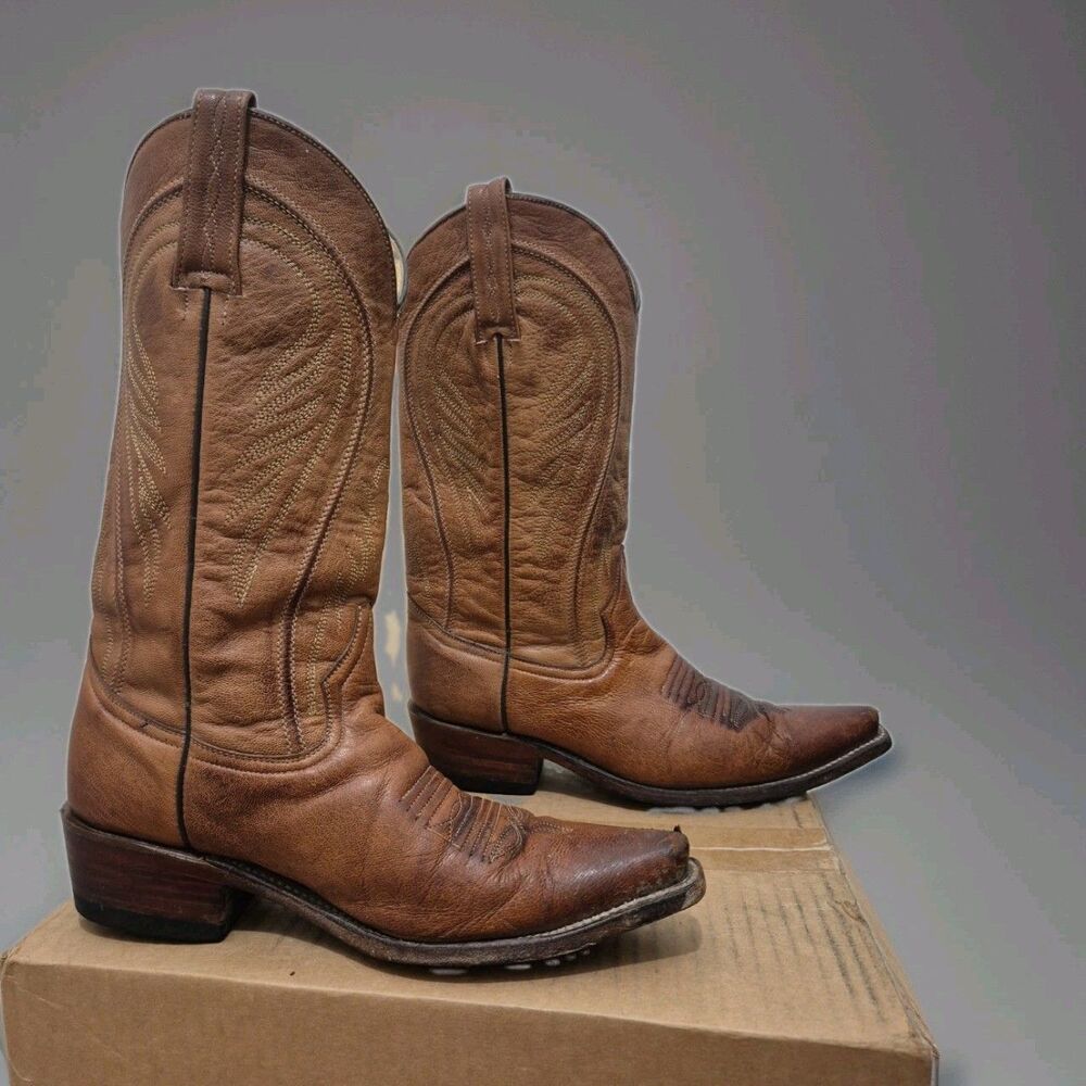 Ferrini Snipe-Toe Cowboy Boots Men's Size 9D Brown Leather 1106109 Western